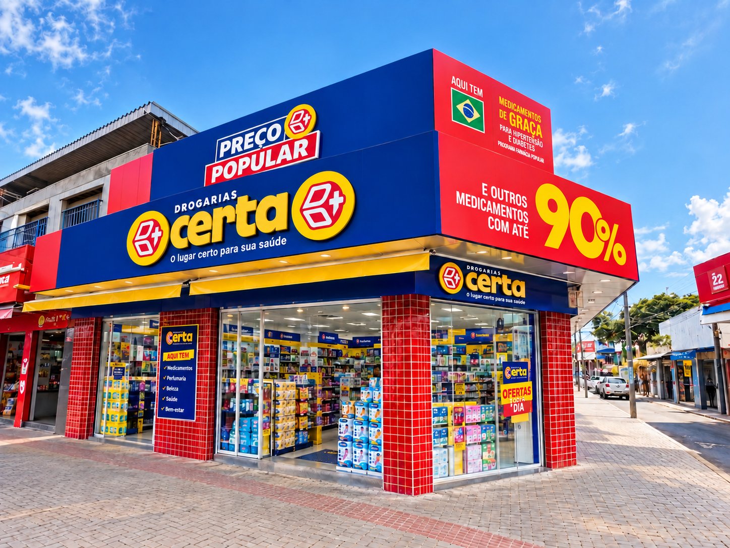 Fachada da Drogaria Certa em Miguel Couto